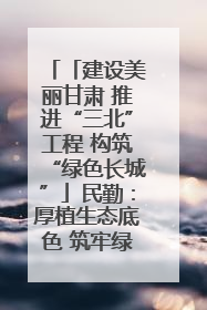 「建设美丽甘肃 推进“三北”工程 构筑“绿色长城”」民勤：厚植生态底色 筑牢绿色屏障