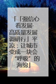 「强信心 看发展·高质量发展调研行」平凉：让城市变成一块会“呼吸”的海绵