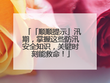 「顺顺提示」汛期，掌握这些防汛安全知识，关键时刻能救命！