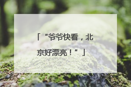 “爷爷快看，北京好漂亮！”