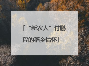 “新农人”付鹏程的稻乡情怀