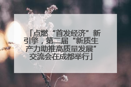 点燃“首发经济”新引擎，第二届“新质生产力助推高质量发展”交流会在成都举行