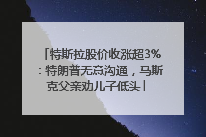 特斯拉股价收涨超3%：特朗普无意沟通，马斯克父亲劝儿子低头