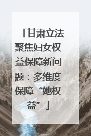甘肃立法聚焦妇女权益保障新问题：多维度保障“她权益”