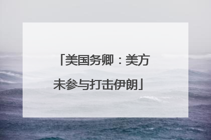 美国务卿：美方未参与打击伊朗