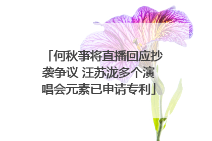 何秋亊将直播回应抄袭争议 汪苏泷多个演唱会元素已申请专利