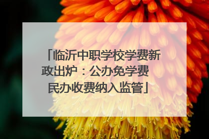 临沂中职学校学费新政出炉：公办免学费 民办收费纳入监管