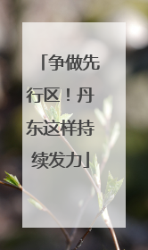 争做先行区！丹东这样持续发力