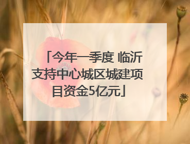 今年一季度 临沂支持中心城区城建项目资金5亿元