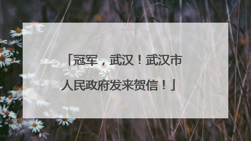 冠军，武汉！武汉市人民政府发来贺信！