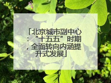 北京城市副中心：“十五五”时期，全面转向内涵提升式发展
