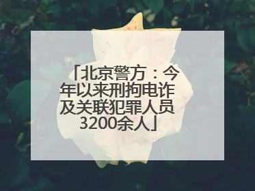北京警方：今年以来刑拘电诈及关联犯罪人员3200余人