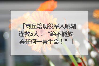 商丘籍现役军人跳湖连救5人：“绝不能放弃任何一条生命！”