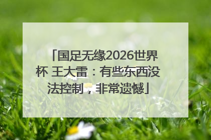 国足无缘2026世界杯 王大雷：有些东西没法控制，非常遗憾