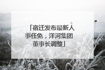 宿迁发布最新人事任免，洋河集团董事长调整