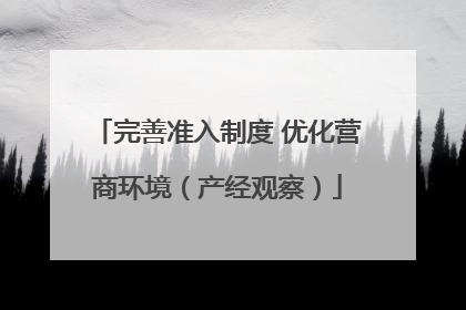 完善准入制度 优化营商环境（产经观察）