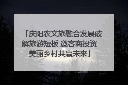 庆阳农文旅融合发展破解旅游短板 邀客商投资美丽乡村共赢未来