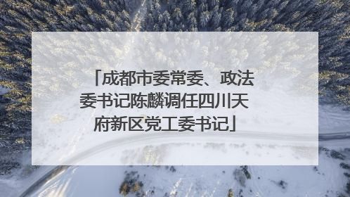 成都市委常委、政法委书记陈麟调任四川天府新区党工委书记