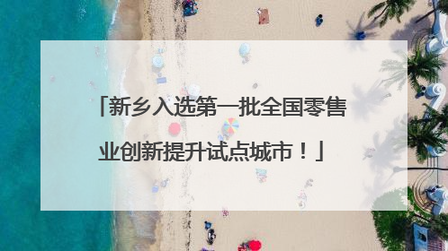 新乡入选第一批全国零售业创新提升试点城市！