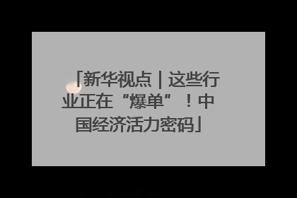 新华视点｜这些行业正在“爆单”！中国经济活力密码