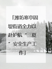 潍坊寒亭固堤街道全力以赴护航“三夏”安全生产工作