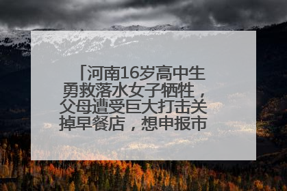 河南16岁高中生勇救落水女子牺牲，父母遭受巨大打击关掉早餐店，想申报市级见义勇为