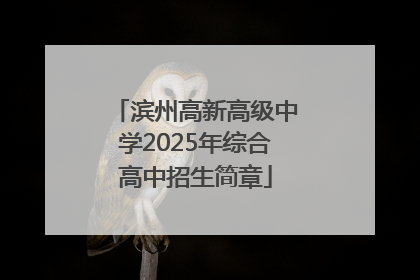 滨州高新高级中学2025年综合高中招生简章