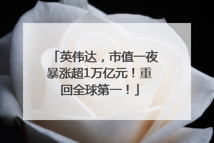 英伟达，市值一夜暴涨超1万亿元！重回全球第一！