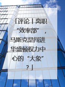 评论丨离职“效率部”，马斯克是闯进华盛顿权力中心的“大象”？
