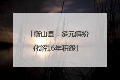 衡山县：多元解纷化解16年积怨