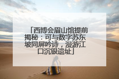 西博会眉山馆提前揭秘：可与数字苏东坡同屏吟诗，漫游江口沉银遗址