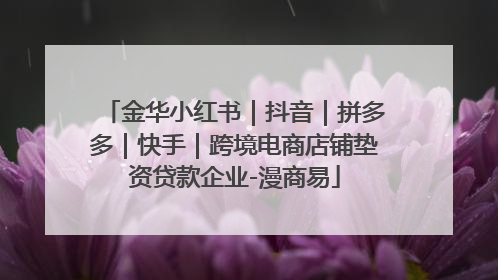 金华小红书｜抖音｜拼多多｜快手｜跨境电商店铺垫资贷款企业-漫商易