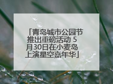 青岛城市公园节推出重磅活动 5月30日在小麦岛上演星空嘉年华