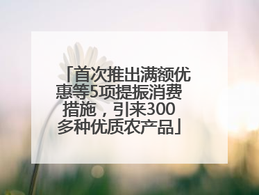 首次推出满额优惠等5项提振消费措施，引来300多种优质农产品