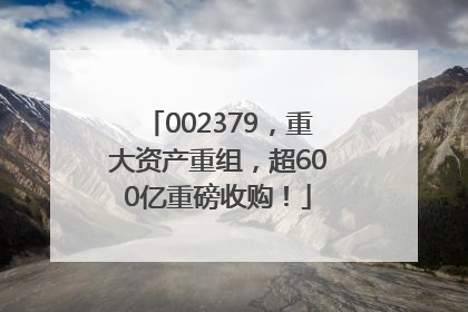 002379，重大资产重组，超600亿重磅收购！