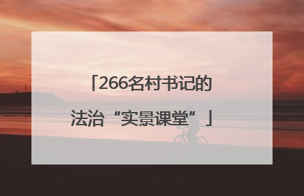 266名村书记的法治“实景课堂”